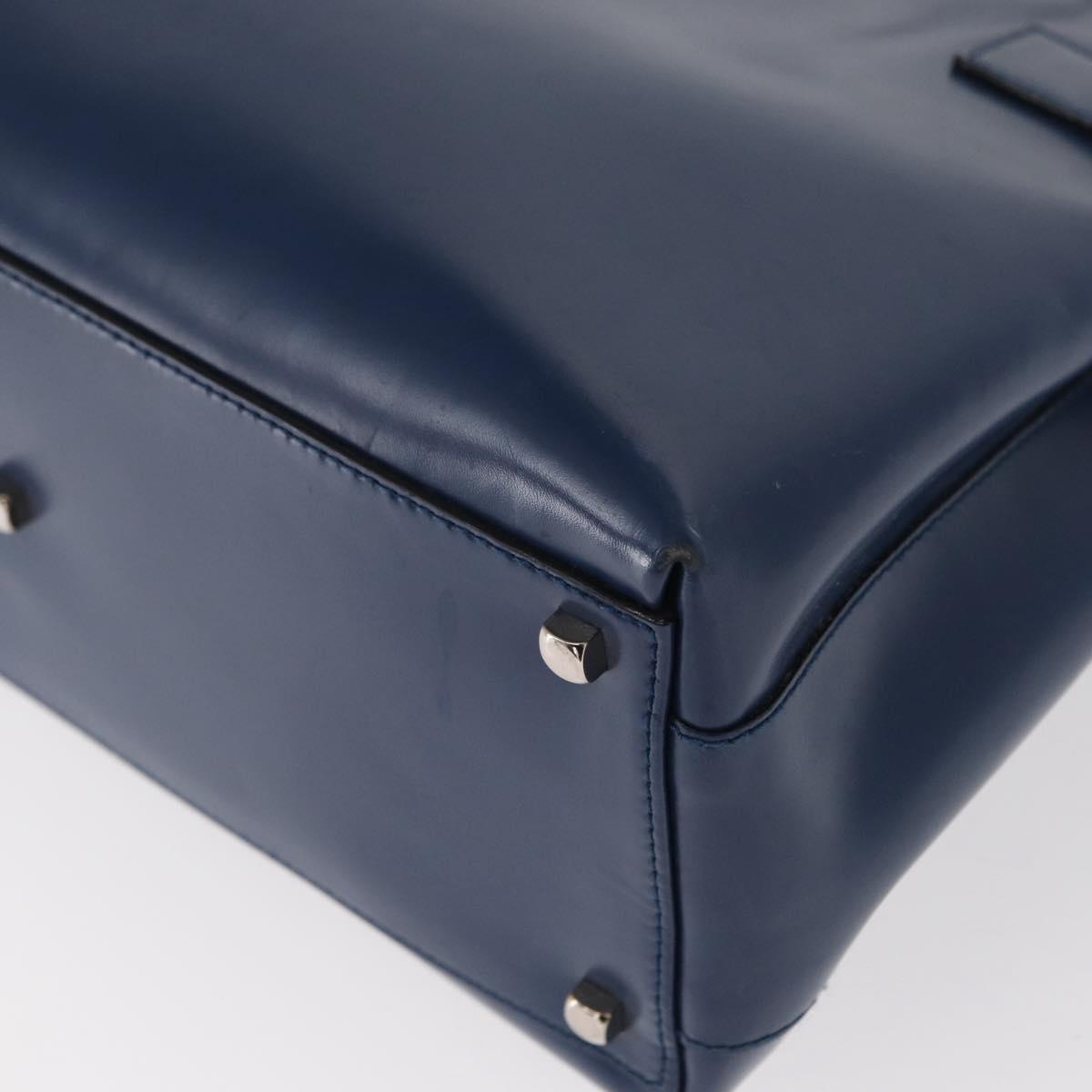 Salvatore Ferragamo Gancini Hand Bag Leather Light Blue Gold Auth BA9168