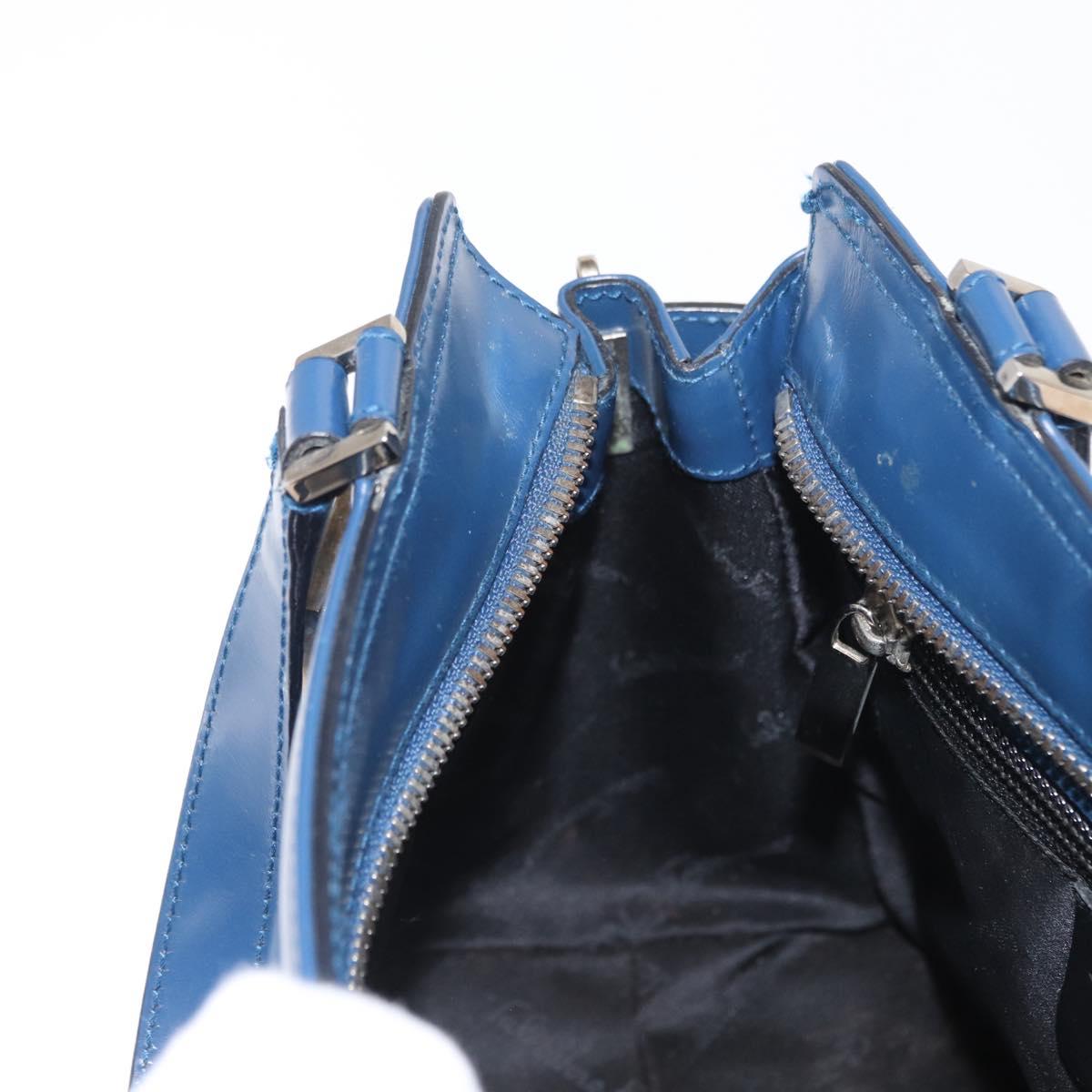 Salvatore Ferragamo Gancini Hand Bag Leather Light Blue Gold Auth BA9168