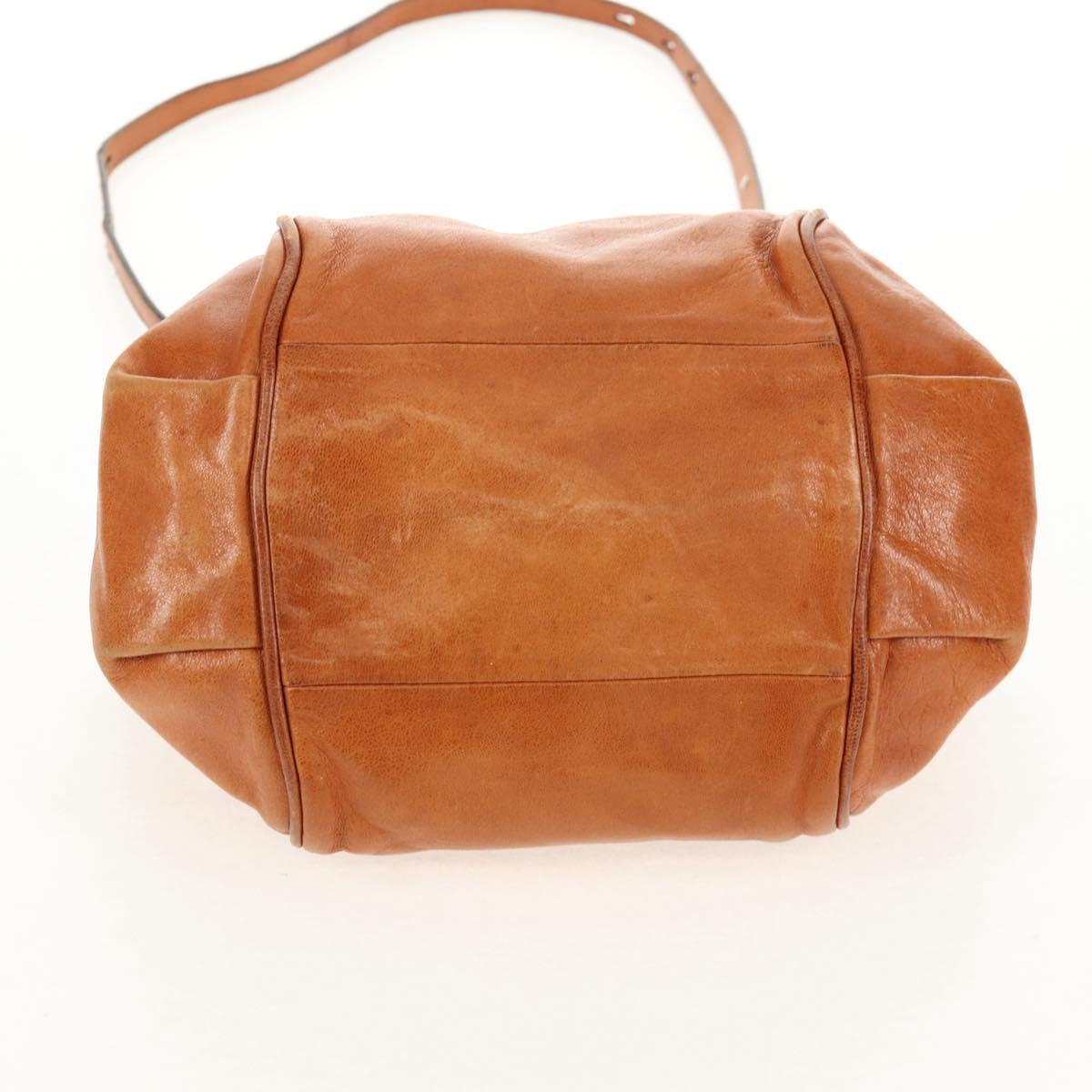 Chloe Etel Hand Bag Leather 2way Brown Gold Auth BA9170