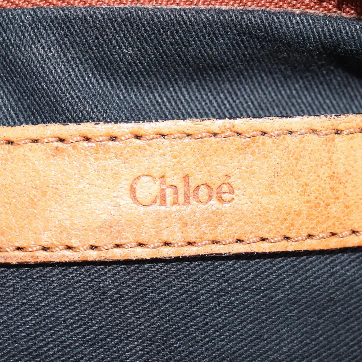 Chloe Etel Hand Bag Leather 2way Brown Gold Auth BA9170