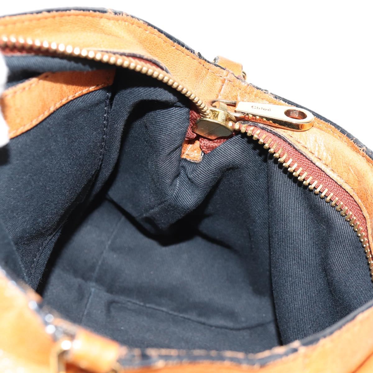 Chloe Etel Hand Bag Leather 2way Brown Gold Auth BA9170