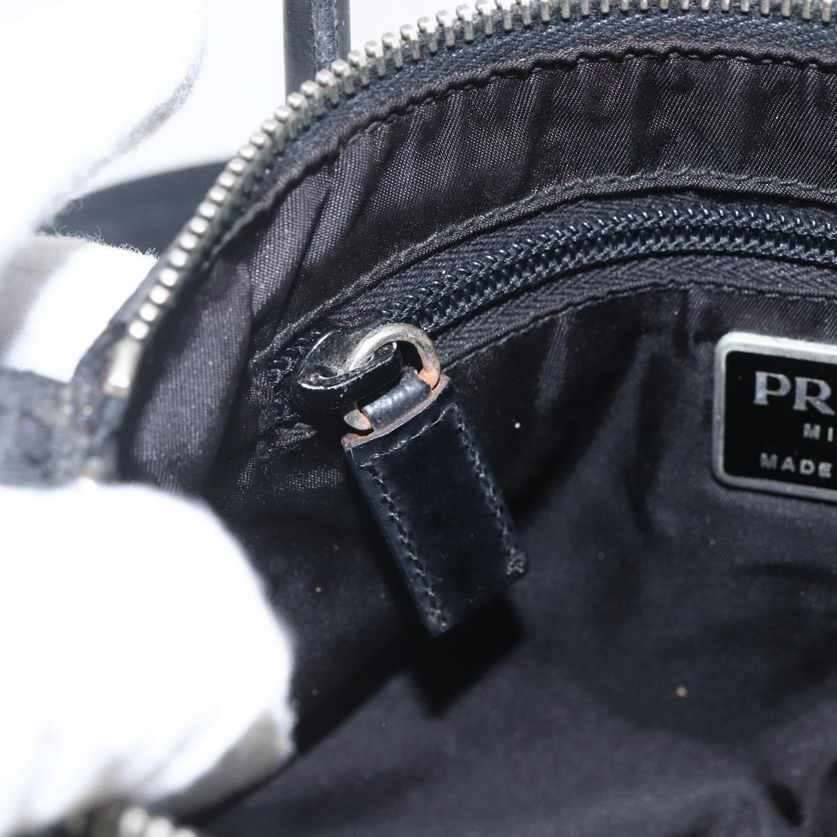 PRADA Hand Bag Nylon 2way Black Silver Auth BA9174