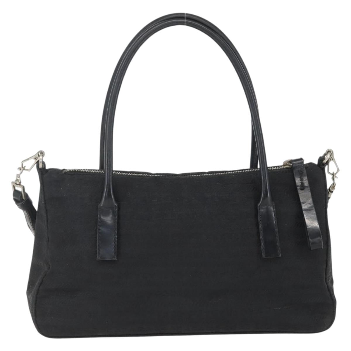 PRADA Hand Bag Nylon 2way Black Silver Auth BA9174
