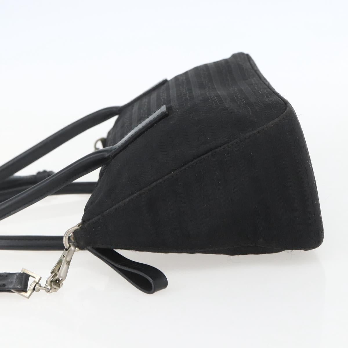 PRADA Hand Bag Nylon 2way Black Silver Auth BA9174