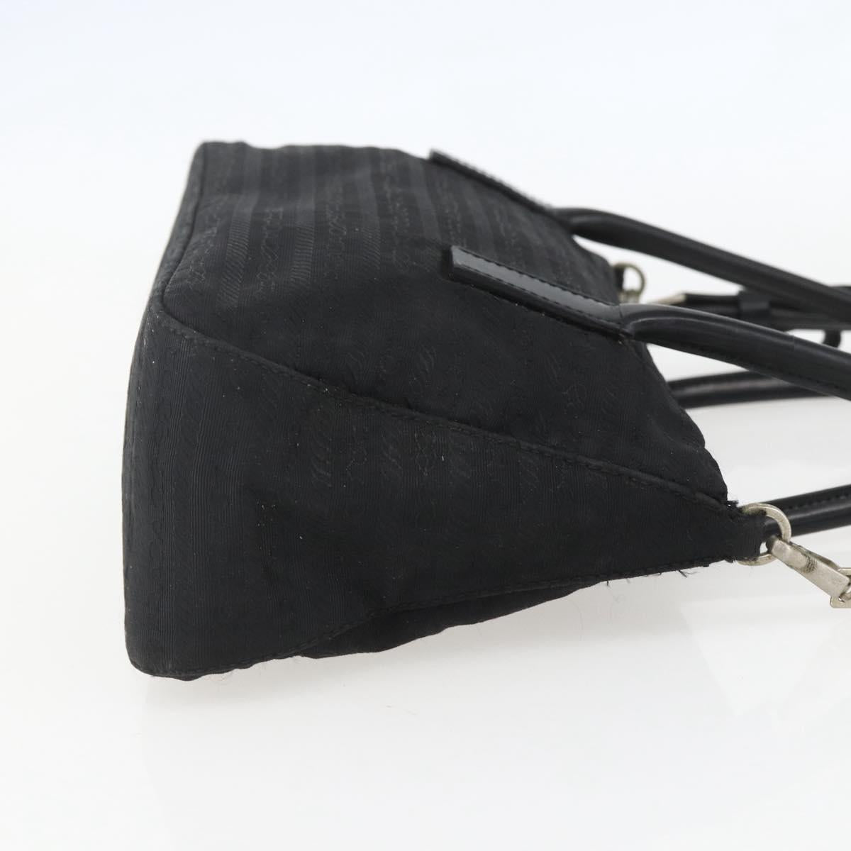 PRADA Hand Bag Nylon 2way Black Silver Auth BA9174