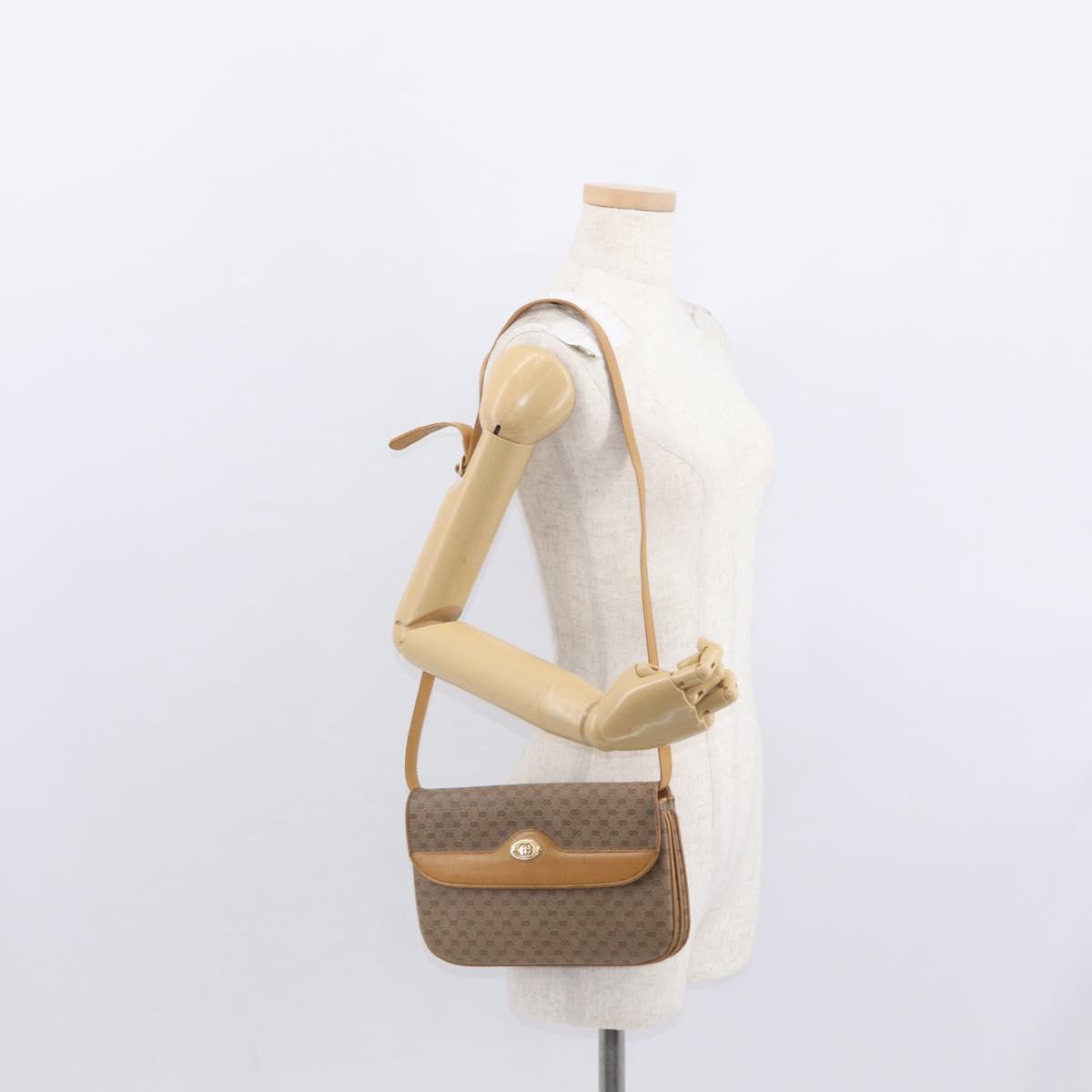 GUCCI Micro GG Supreme Shoulder Bag PVC Beige Gold 104 004 0024 Auth BA9178
