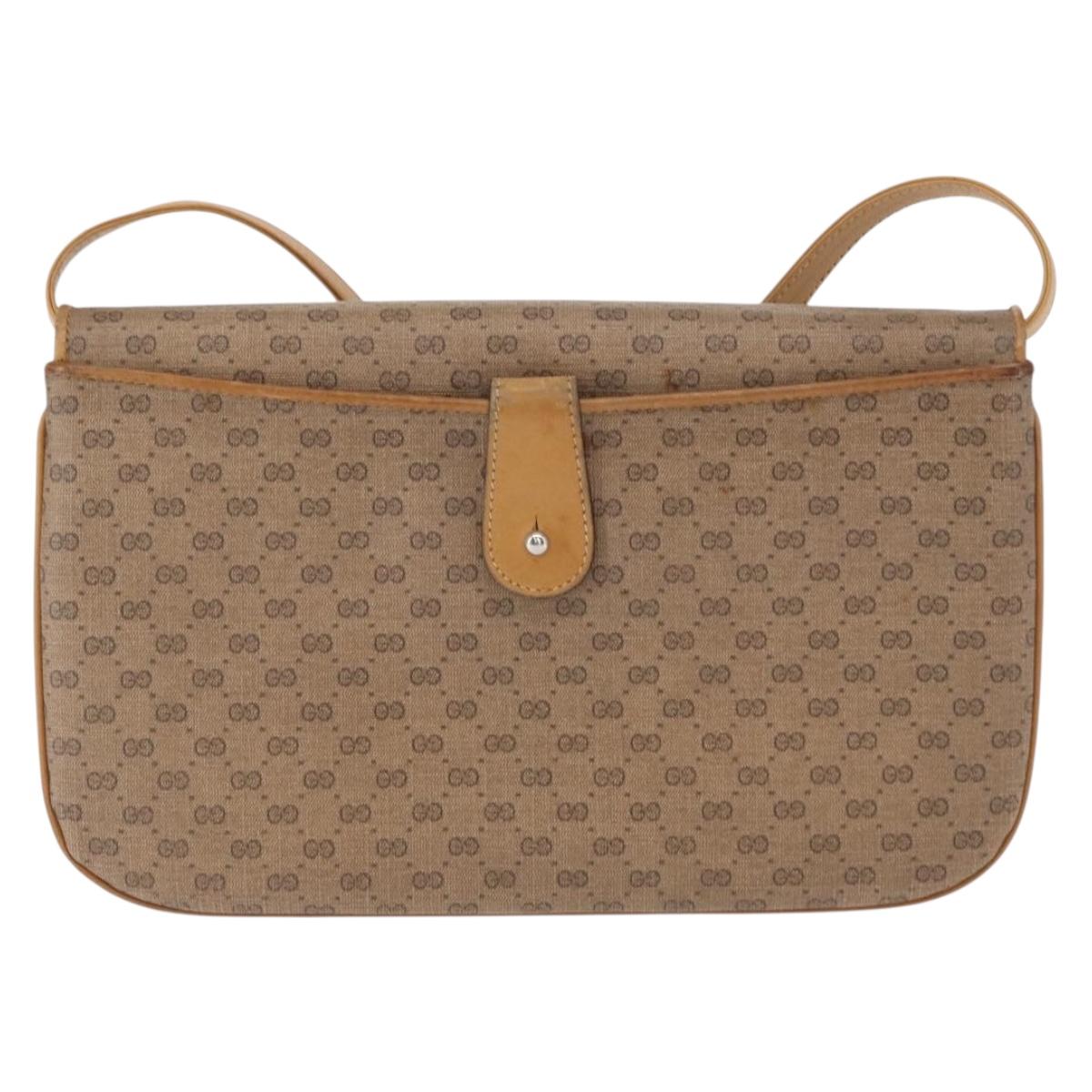 GUCCI Micro GG Supreme Shoulder Bag PVC Beige Gold 104 004 0024 Auth BA9178