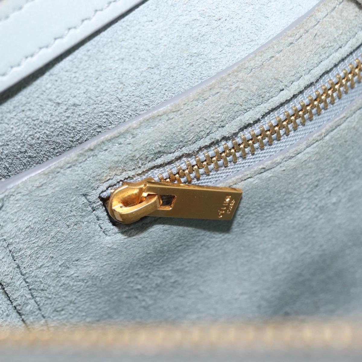 CELINE Chain Trifold Shoulder Bag Leather Gray Gold Auth BA9180