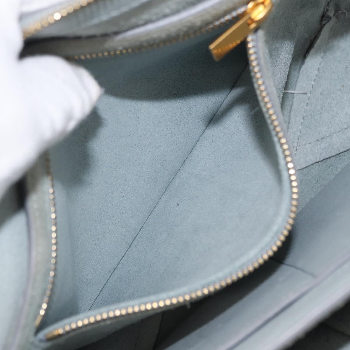 CELINE Chain Trifold Shoulder Bag Leather Gray Gold Auth BA9180
