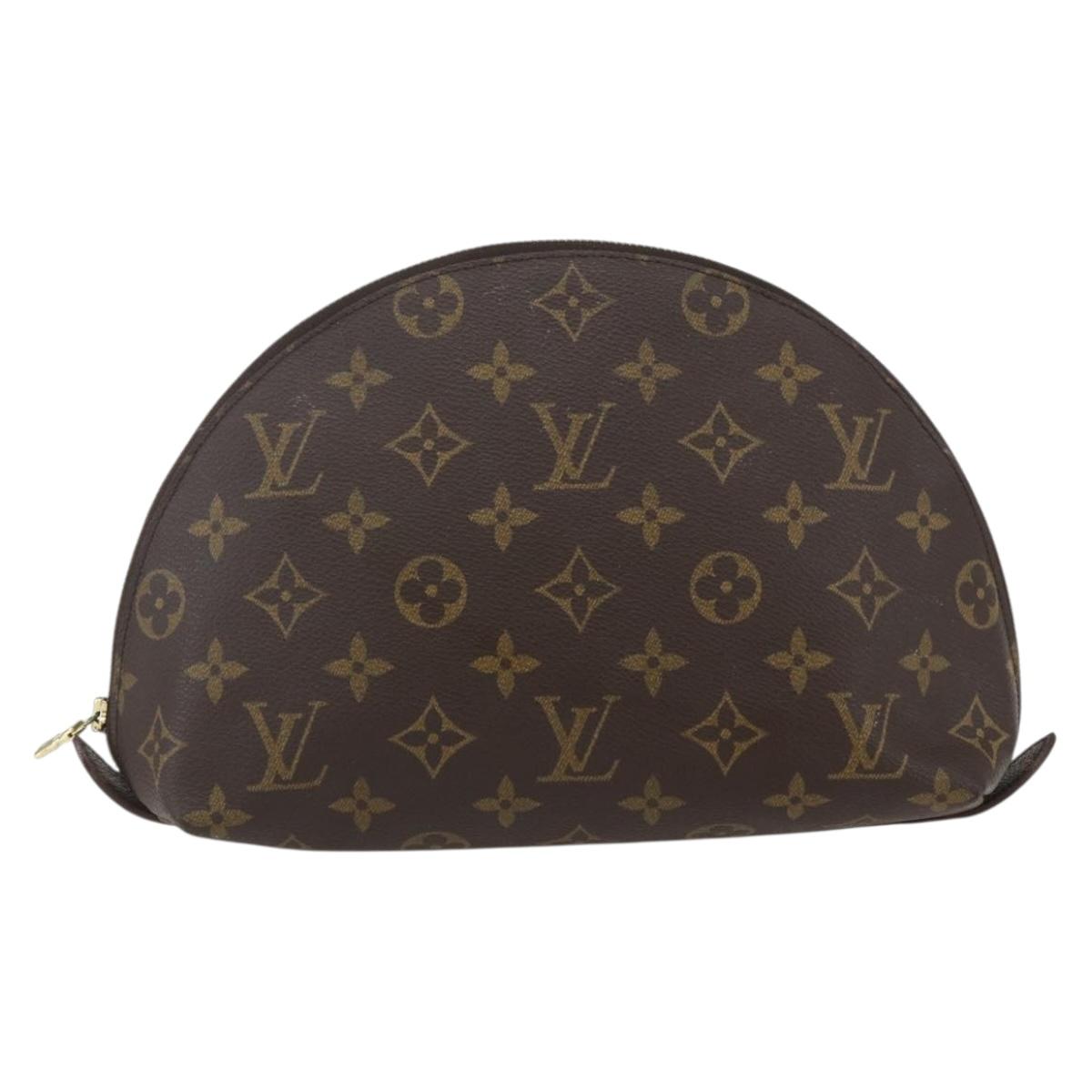LOUIS VUITTON Monogram Trousse Demi Ronde Cosmetic Pouch M47520 LV Auth BA9183