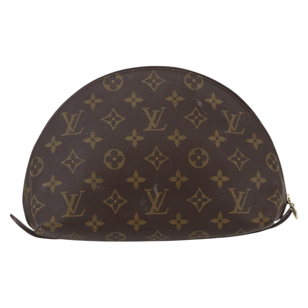 LOUIS VUITTON Monogram Trousse Demi Ronde Cosmetic Pouch M47520 LV Auth BA9183
