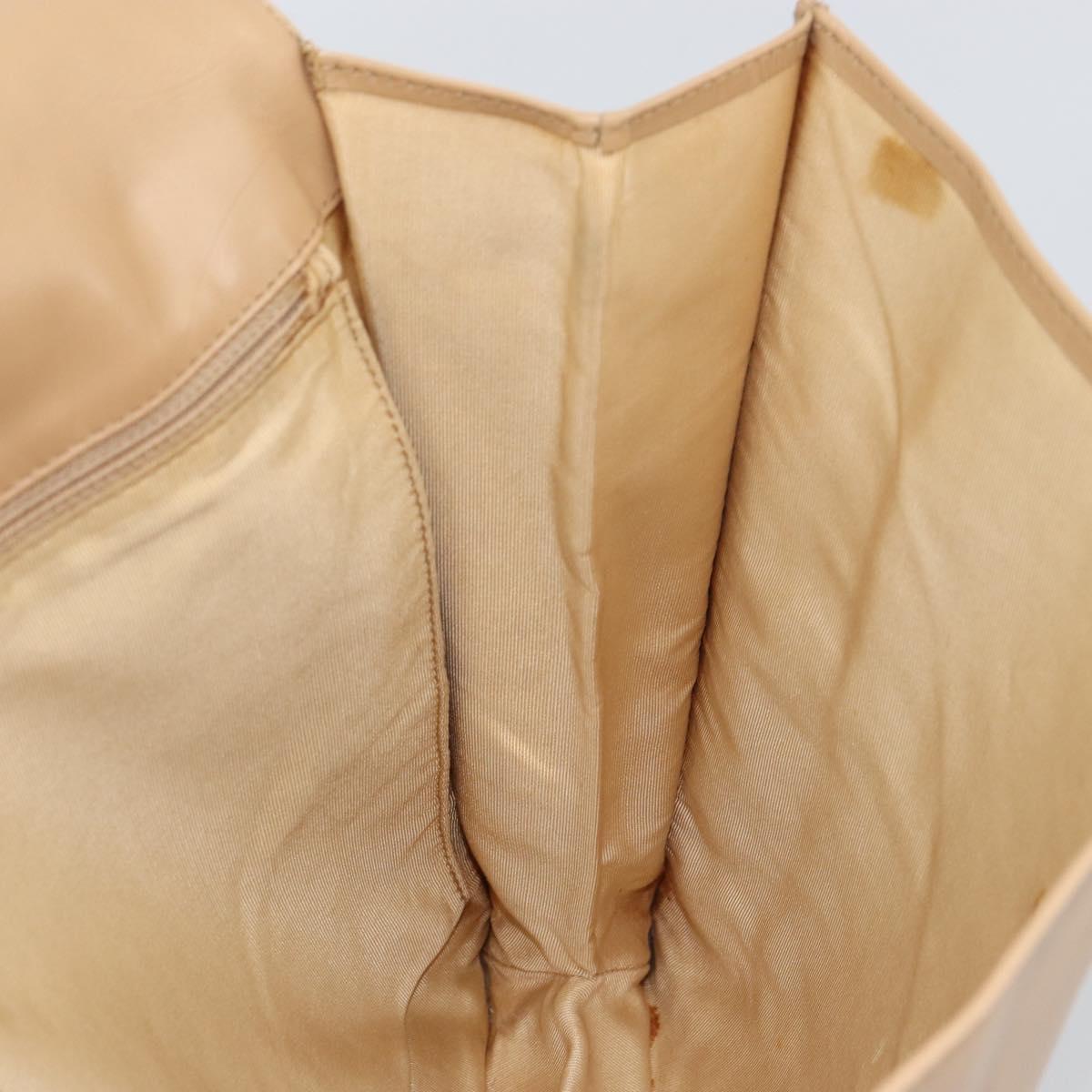 CHANEL Shoulder Bag Lamb Skin Beige Gold CC Auth BA9196