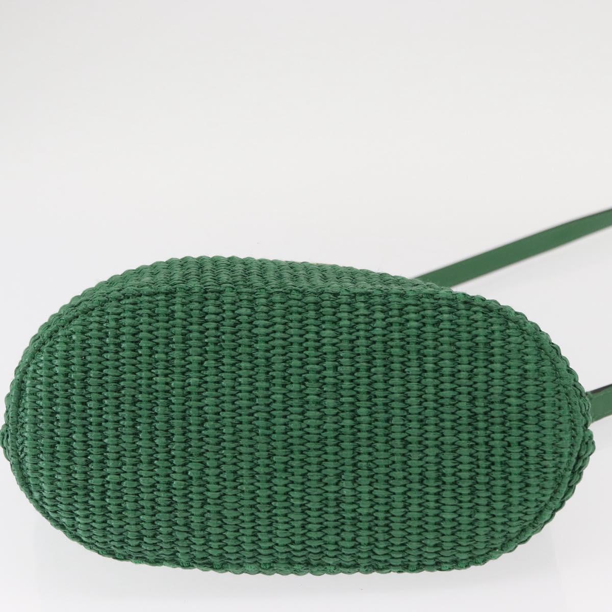 Jimmy Choo Hand Bag Raffia 2way Green Gold Auth BA9200