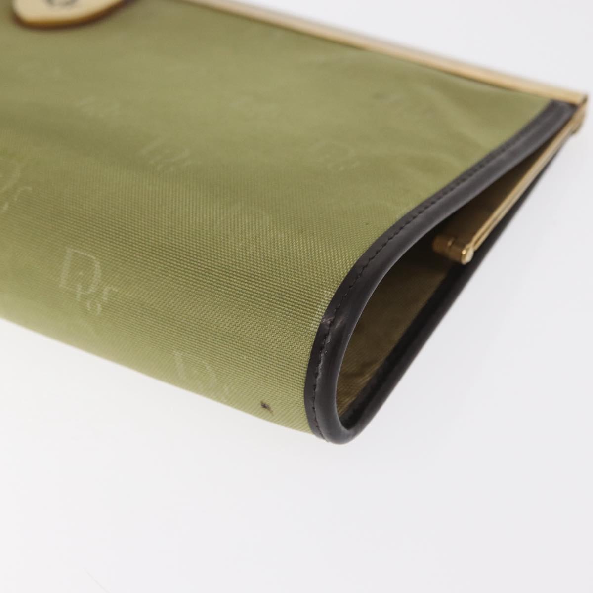Christian Dior Trotter Canvas Clutch Bag Green Gold Auth BA9201