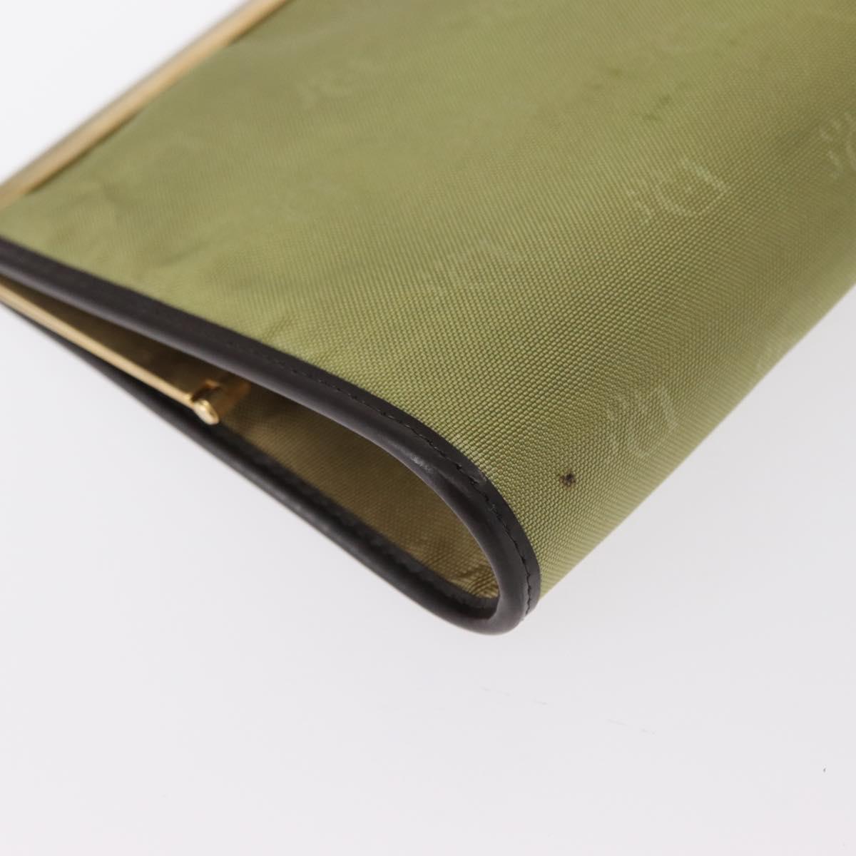 Christian Dior Trotter Canvas Clutch Bag Green Gold Auth BA9201