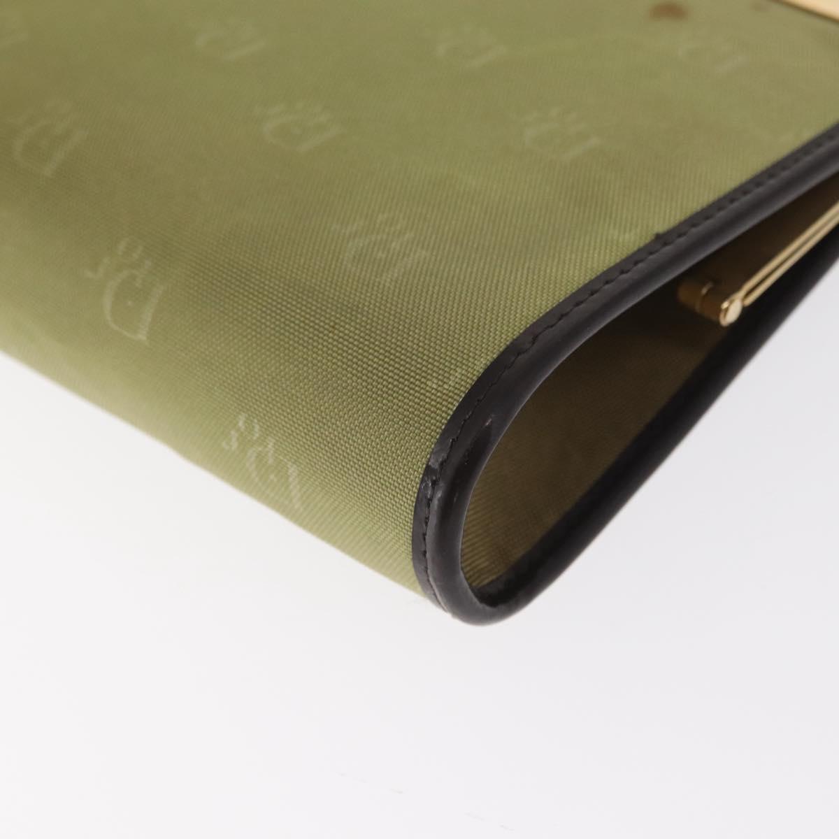 Christian Dior Trotter Canvas Clutch Bag Green Gold Auth BA9201