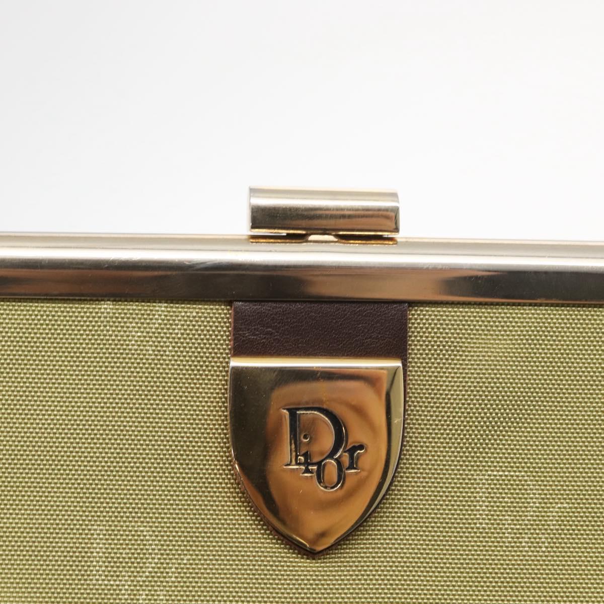 Christian Dior Trotter Canvas Clutch Bag Green Gold Auth BA9201