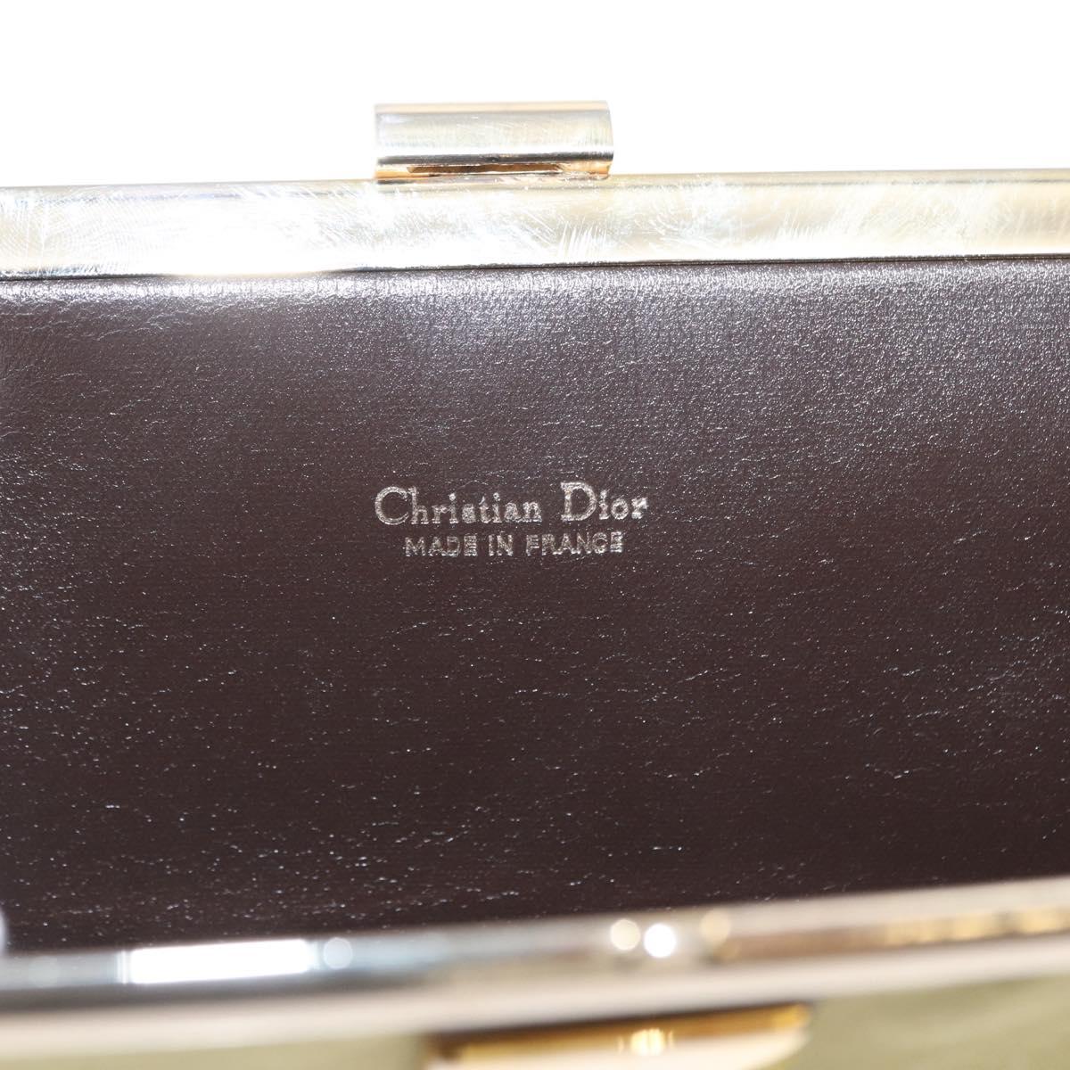 Christian Dior Trotter Canvas Clutch Bag Green Gold Auth BA9201