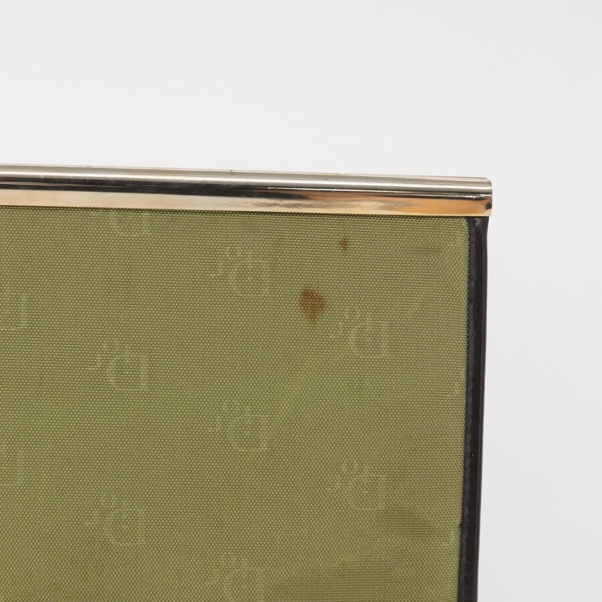 Christian Dior Trotter Canvas Clutch Bag Green Gold Auth BA9201