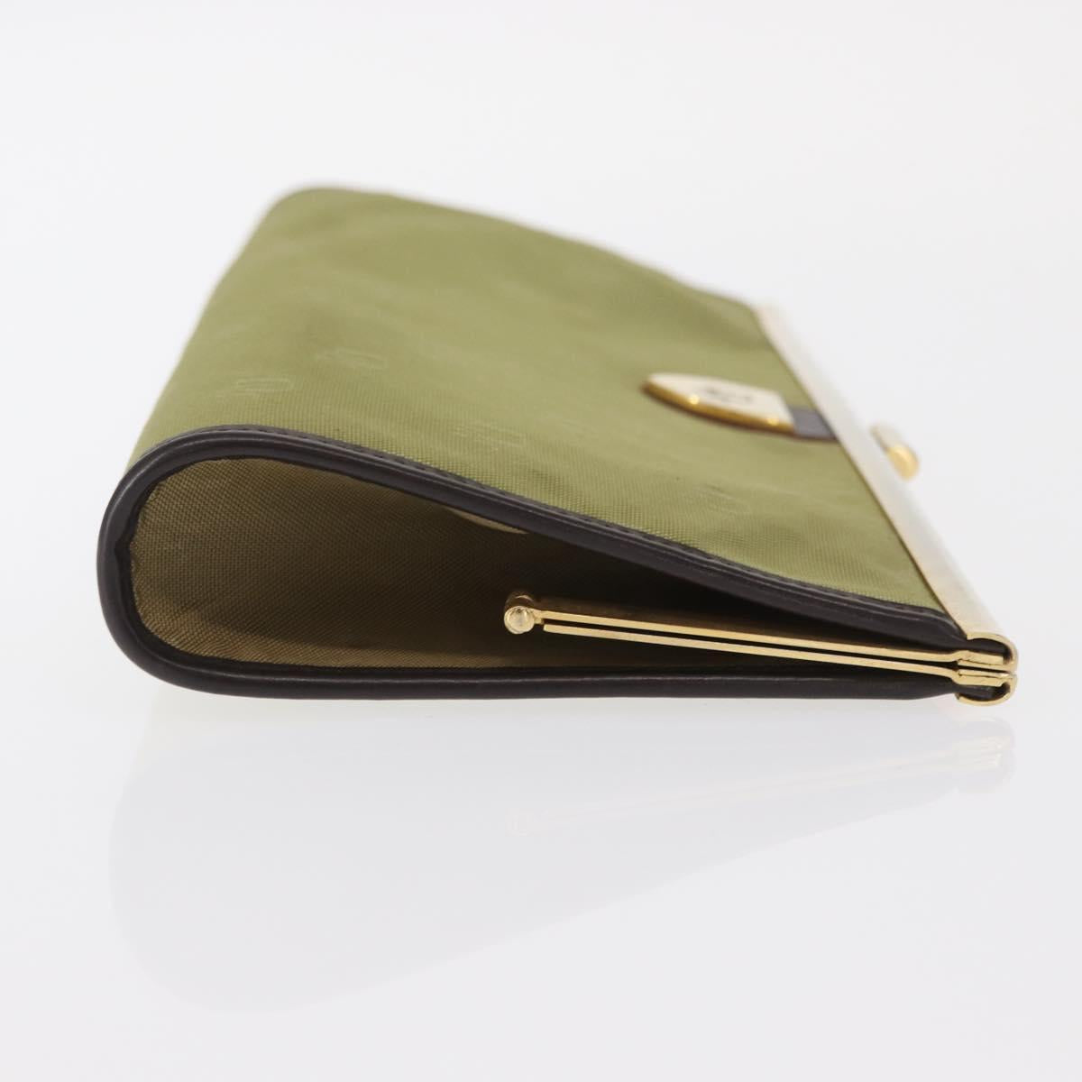 Christian Dior Trotter Canvas Clutch Bag Green Gold Auth BA9201