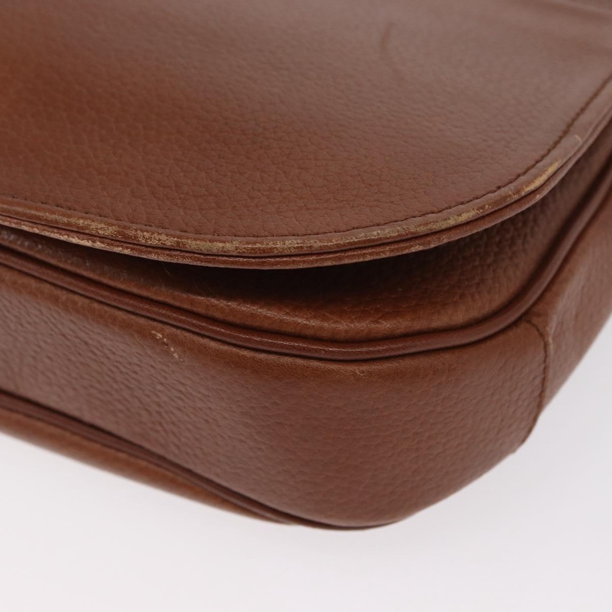 Burberrys Shoulder Bag Leather Brown Gold Auth BA9207