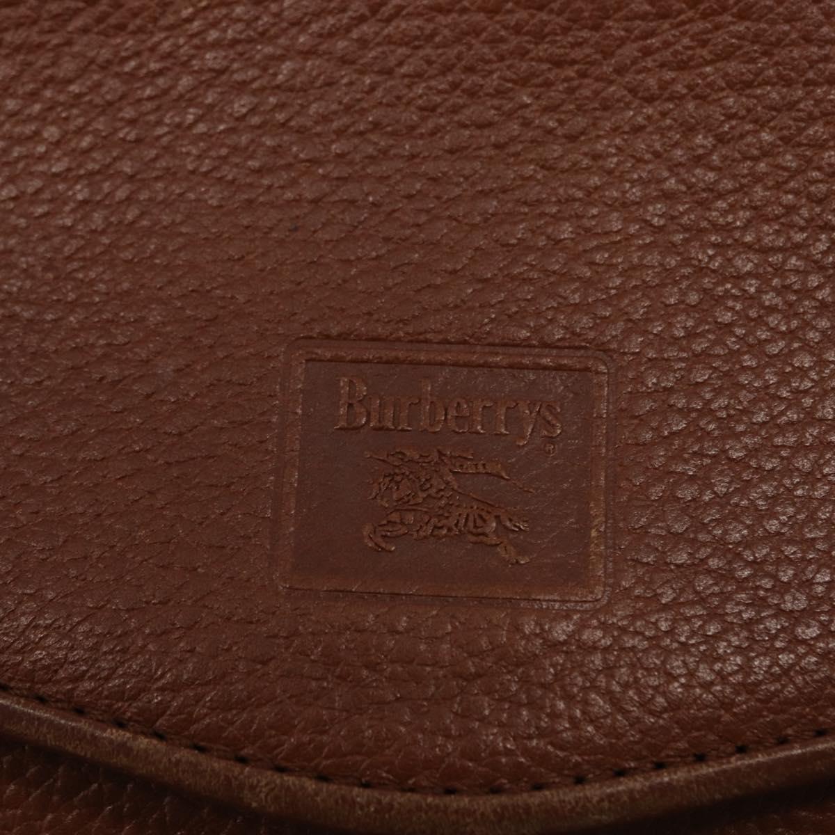 Burberrys Shoulder Bag Leather Brown Gold Auth BA9207