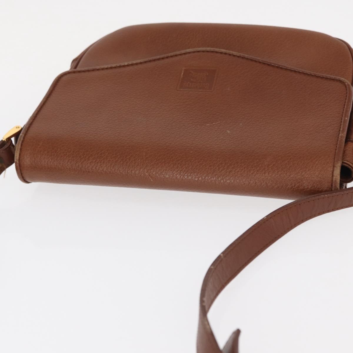 Burberrys Shoulder Bag Leather Brown Gold Auth BA9207