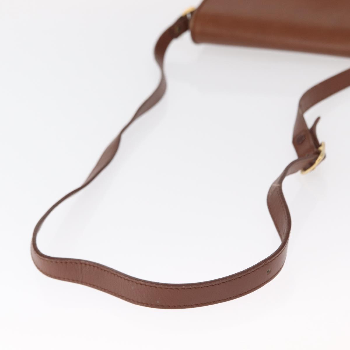 Burberrys Shoulder Bag Leather Brown Gold Auth BA9207