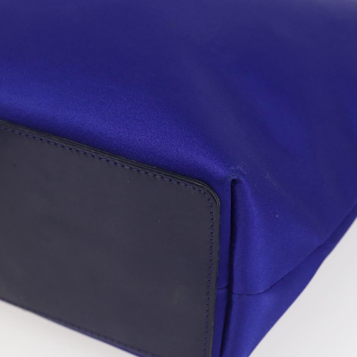 GUCCI Tote Bag Nylon Leather Blue Silver 002 1099 Auth BA9208