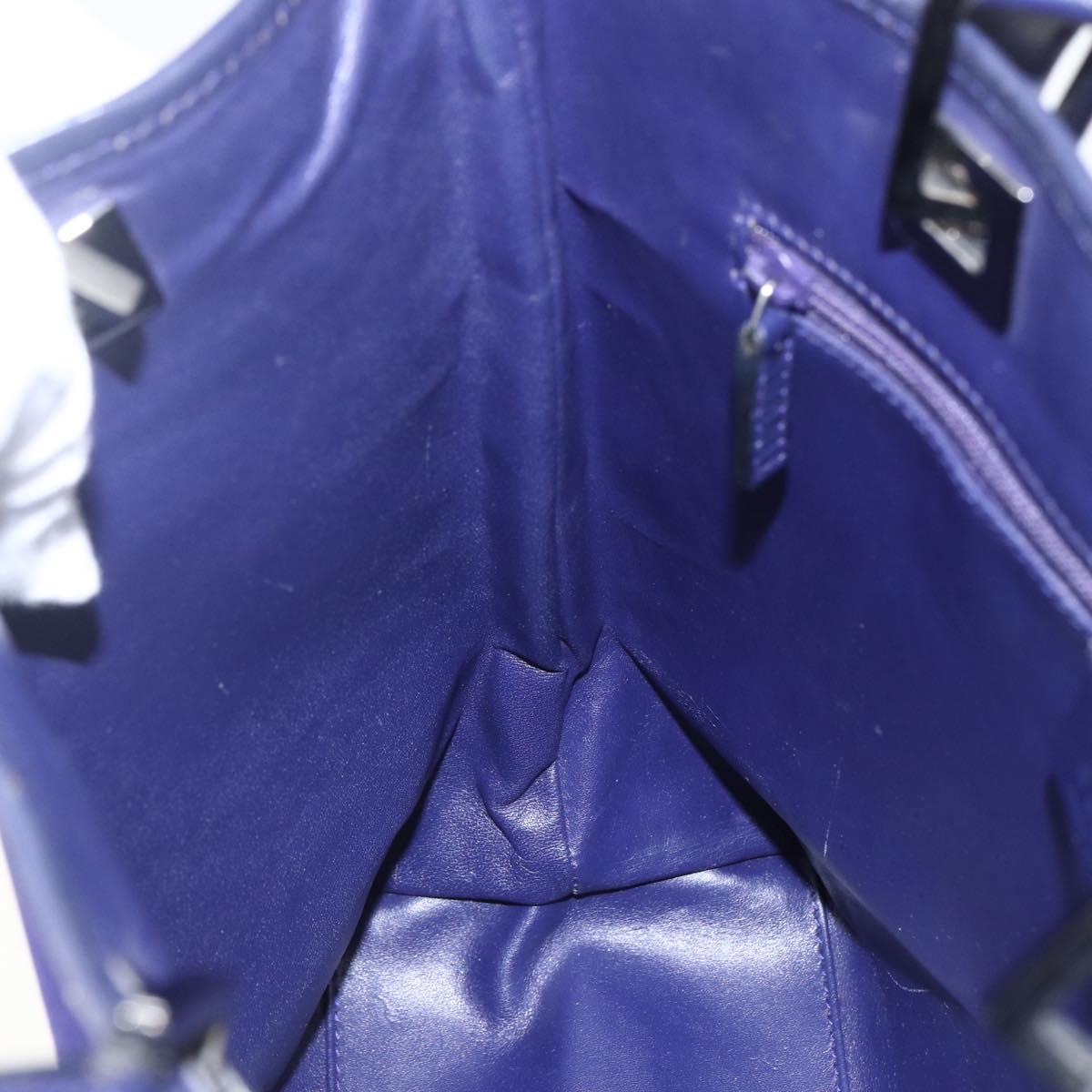 GUCCI Tote Bag Nylon Leather Blue Silver 002 1099 Auth BA9208