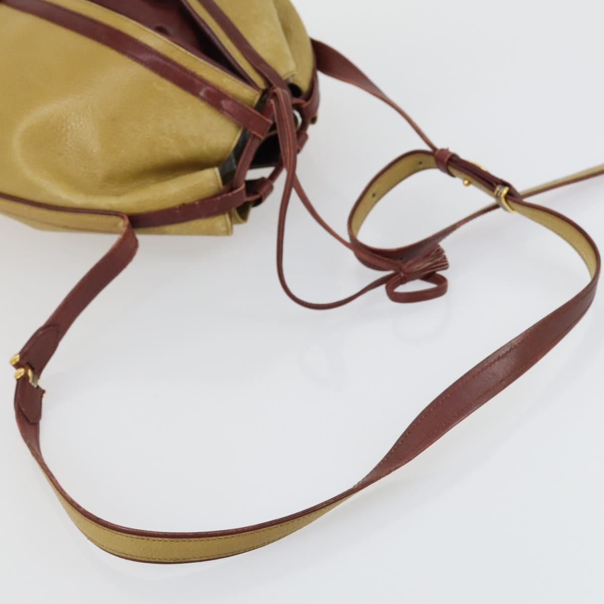 CARTIER Saint Laurent Shoulder Bag Leather 2 Set Beige Brown Auth BA9213