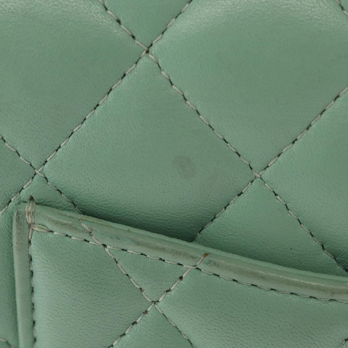 CHANEL Chain Mini Matelasse 16 Bag Lamb Skin LIme Green Gold CC Auth BA9219SAV