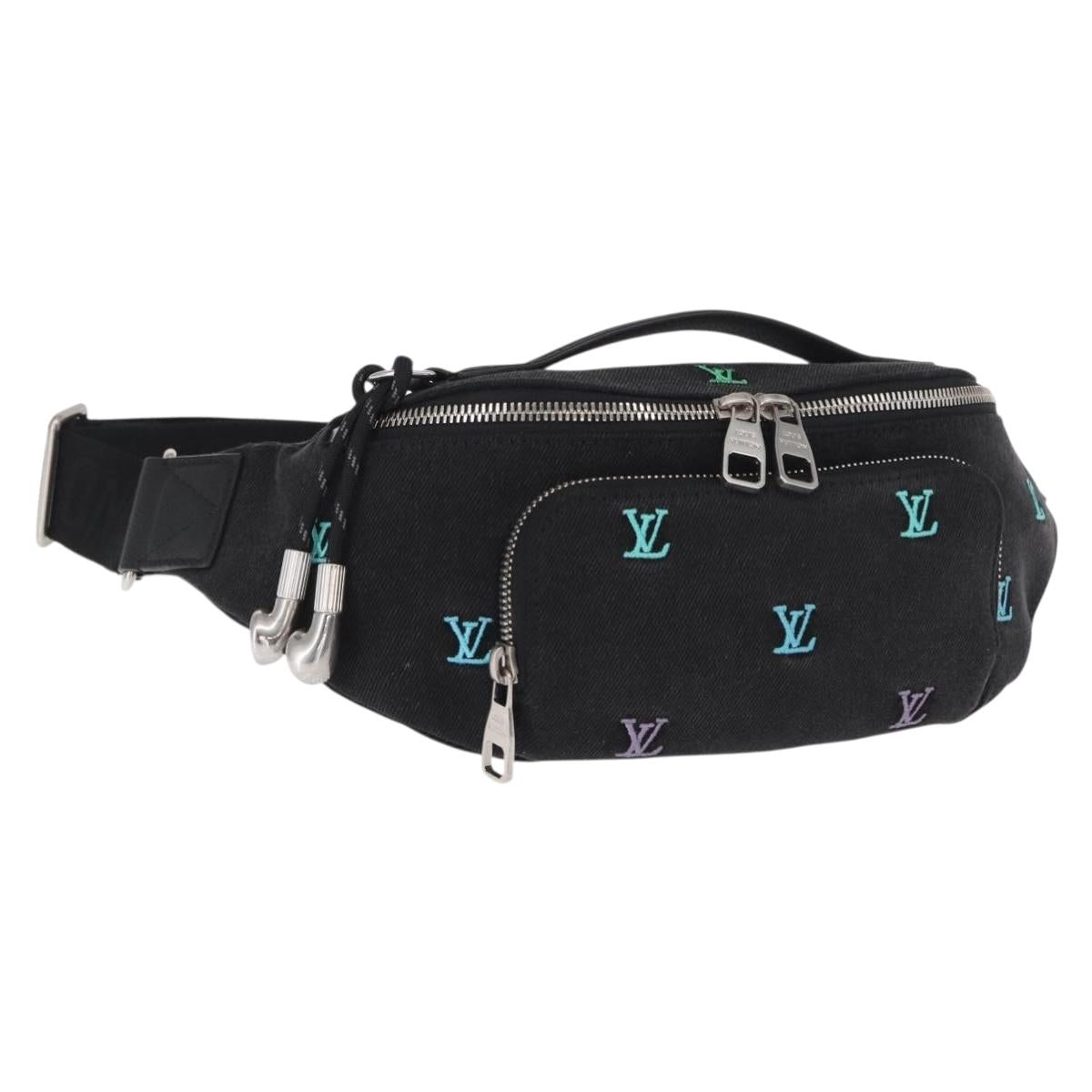 LOUIS VUITTON Monogram Denim Rush Bum Bag Denim Black M13961 Auth BA9222SAM