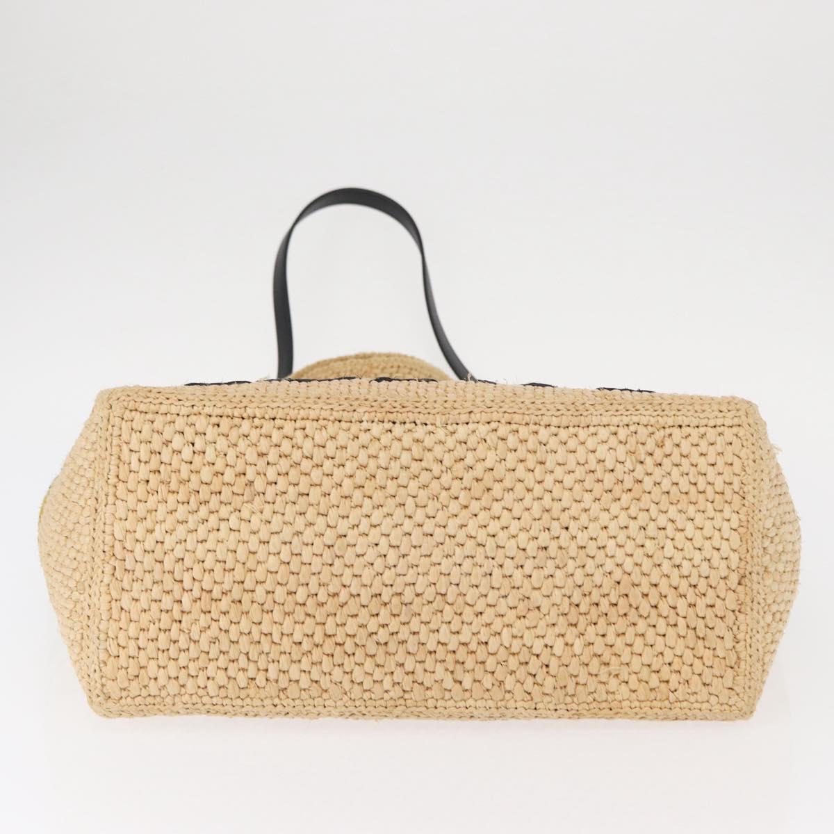 LOEWE Hand Bag Raffia 2way Beige Gold Auth BA9225V