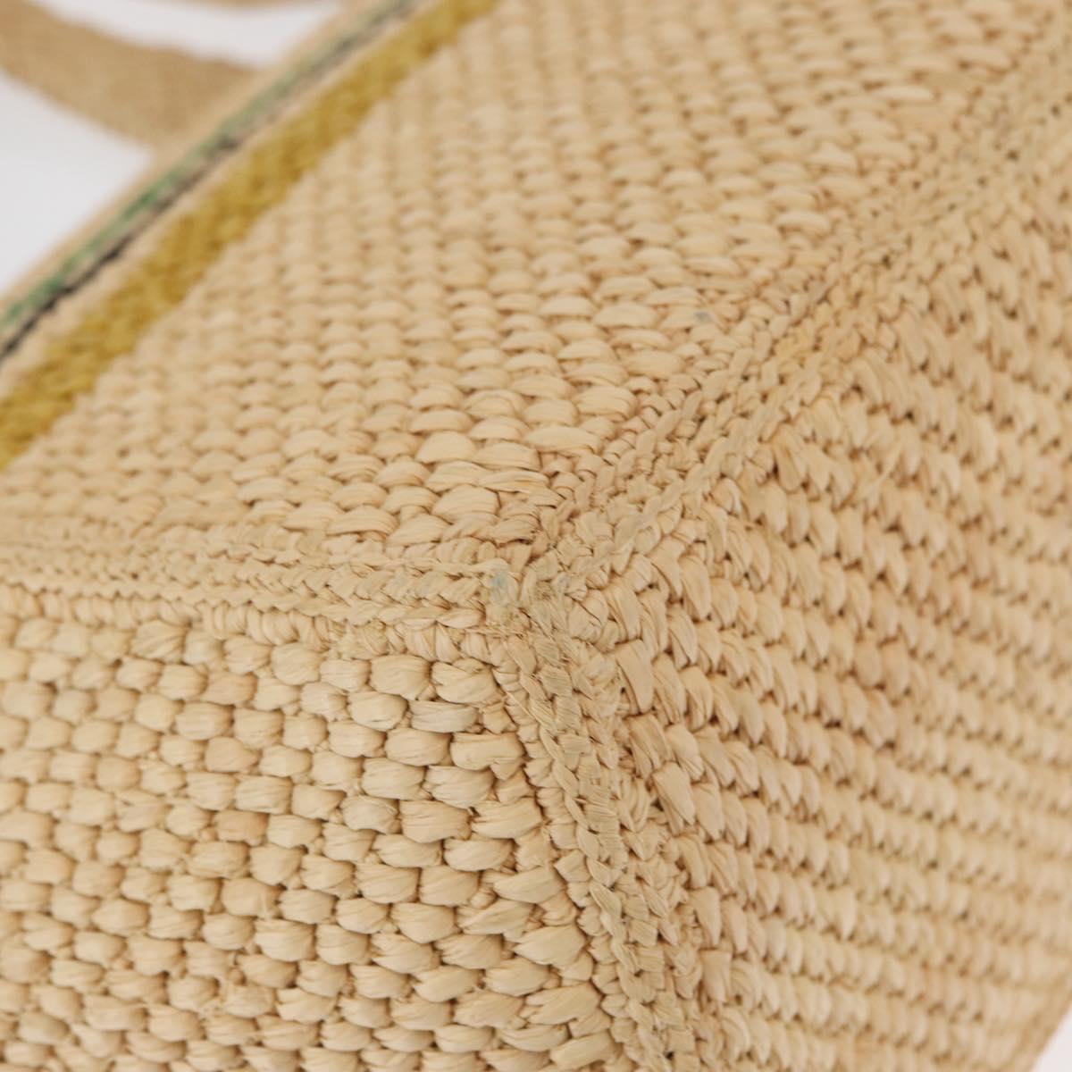 LOEWE Hand Bag Raffia 2way Beige Gold Auth BA9225V