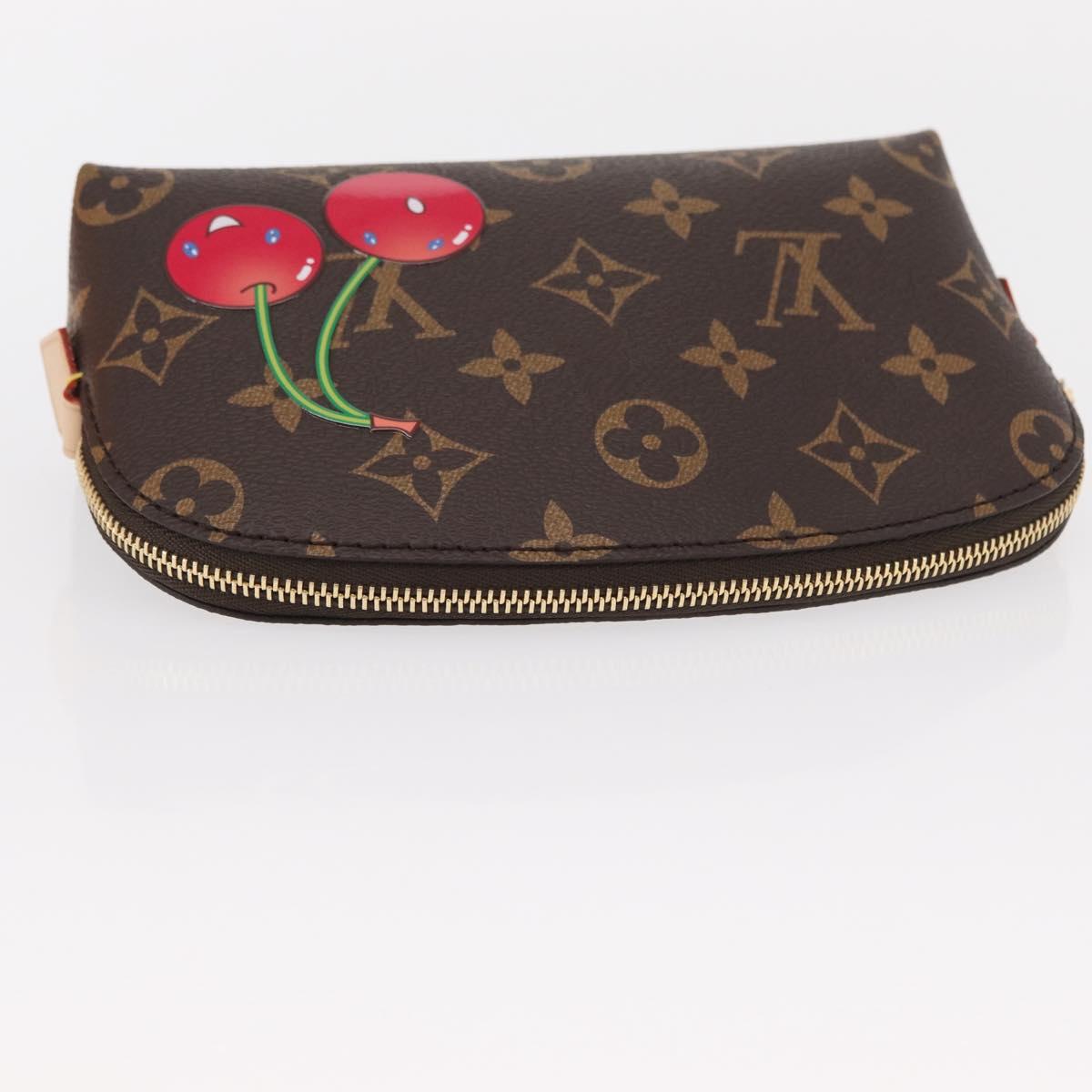 LOUIS VUITTON Monogram Cherry Pochette Cosmetic PM Pouch M13766 LV Auth BA9228SM
