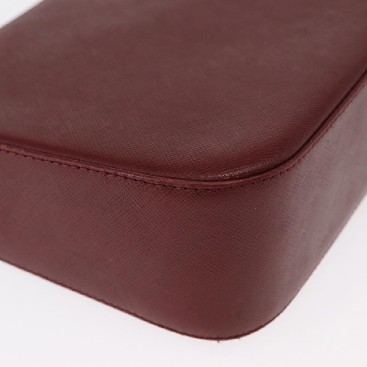 BURBERRY Shoulder Bag Leather Bordeaux Gold Auth BA9233