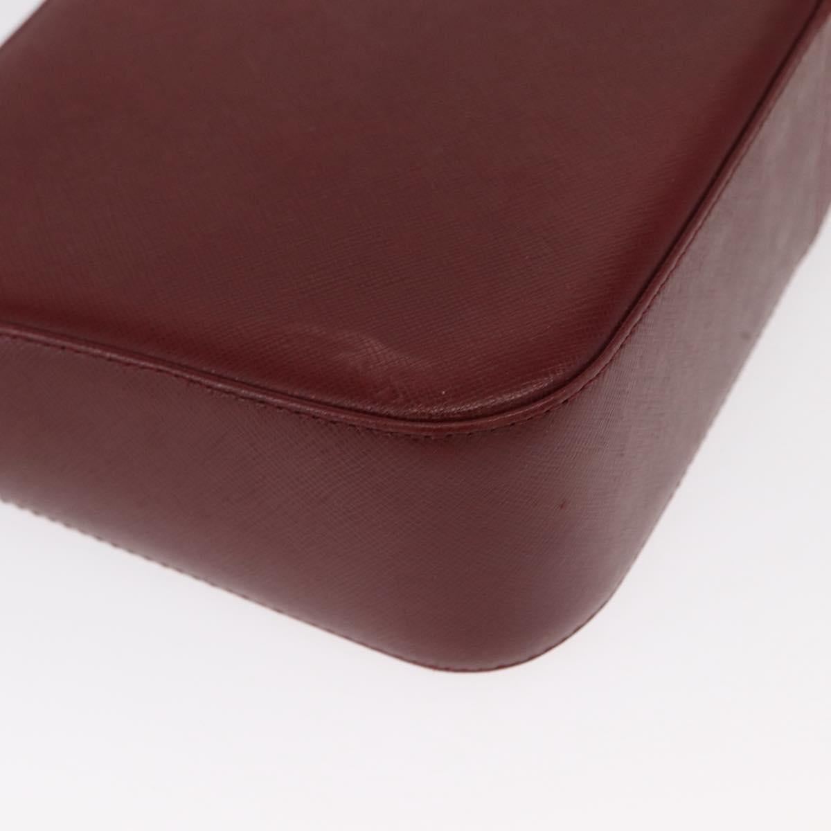 BURBERRY Shoulder Bag Leather Bordeaux Gold Auth BA9233