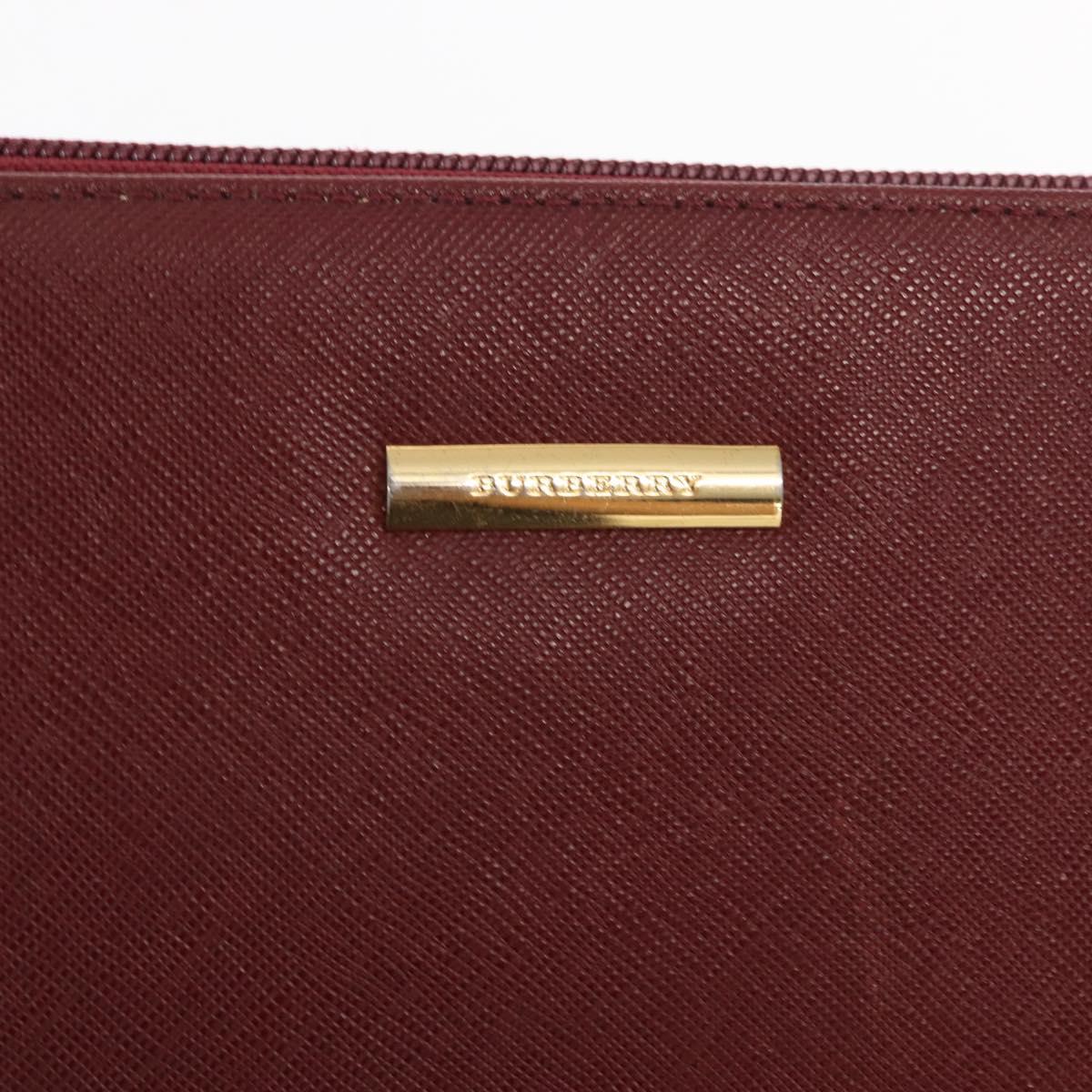 BURBERRY Shoulder Bag Leather Bordeaux Gold Auth BA9233