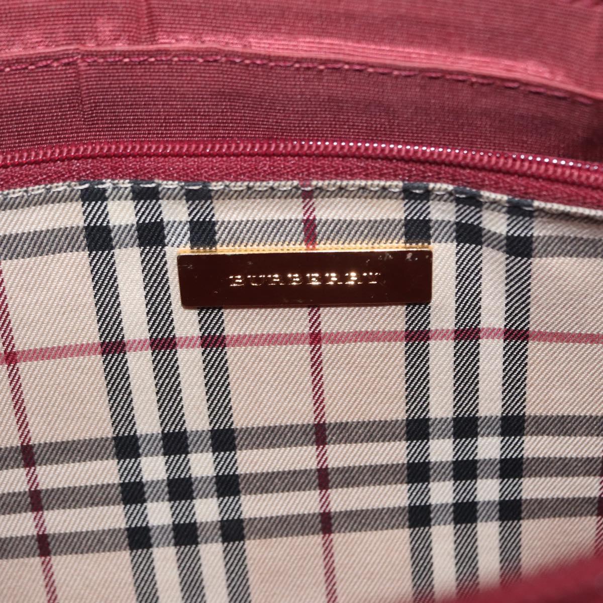 BURBERRY Shoulder Bag Leather Bordeaux Gold Auth BA9233