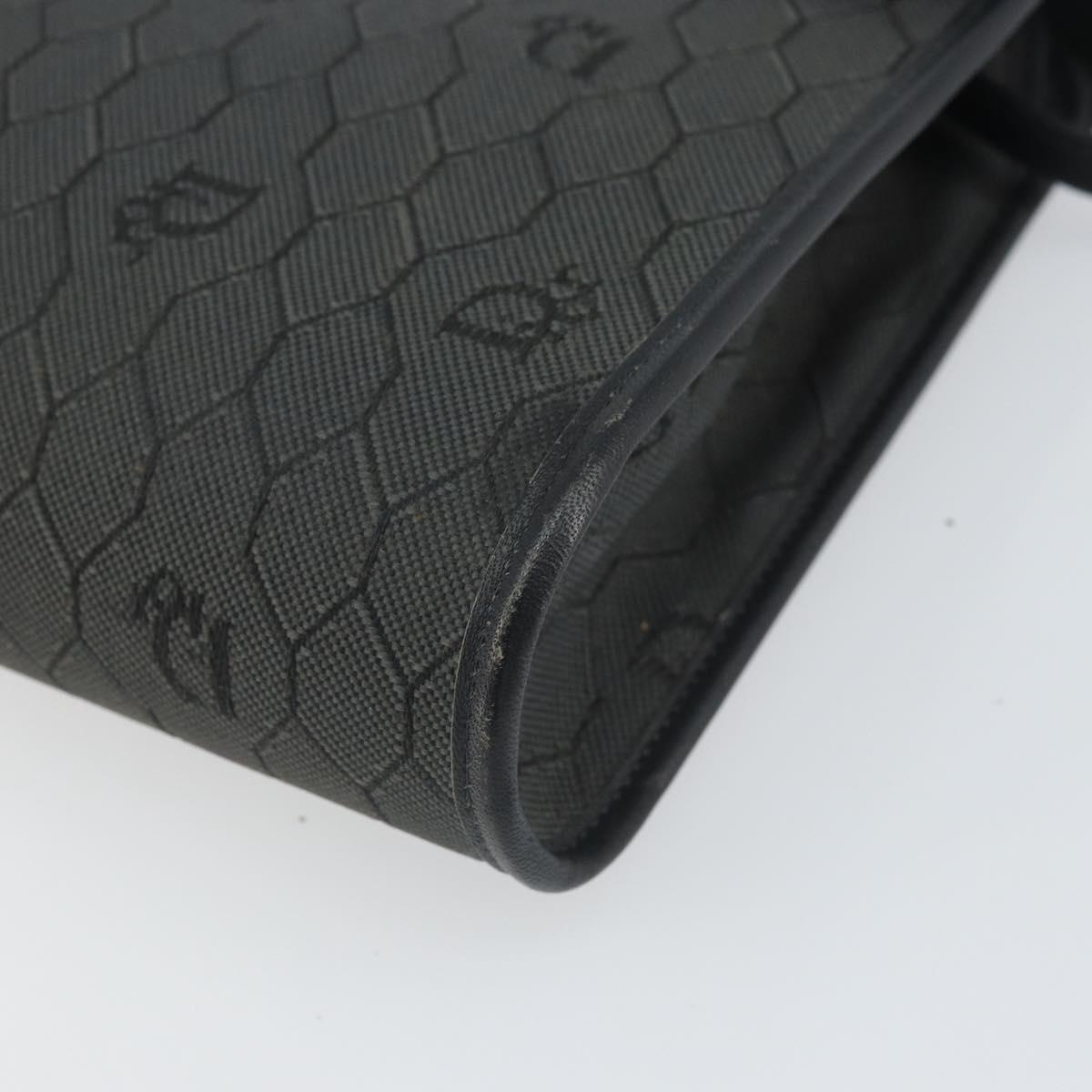 Christian Dior Honeycomb Canvas Chain Shoulder Bag PVC Black Gold Auth BA9243