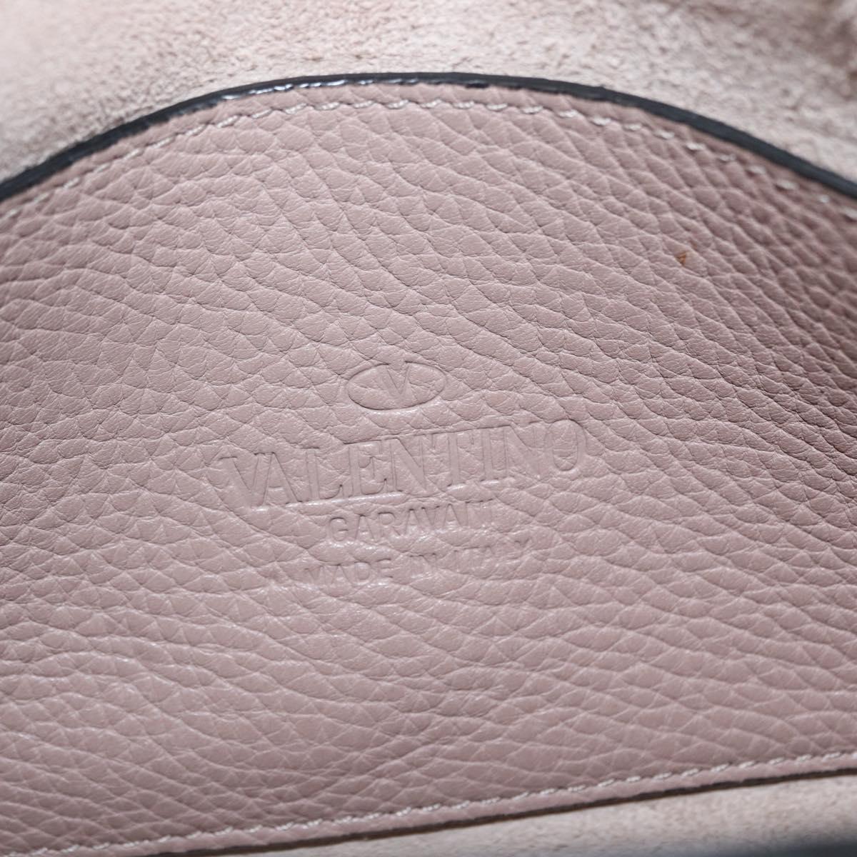 VALENTINO Rock Studs Shoulder Bag Leather Pink Gold Auth BA9244