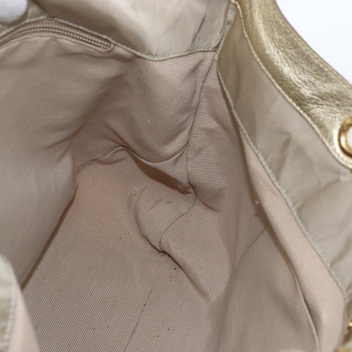 Salvatore Ferragamo Hand Bag Nylon 2way Beige Gold Auth BA9246
