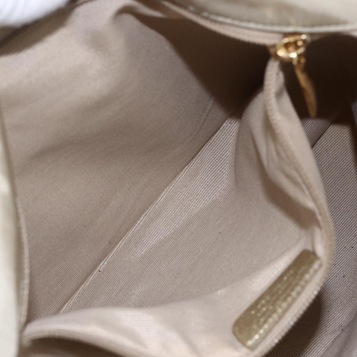 Salvatore Ferragamo Hand Bag Nylon 2way Beige Gold Auth BA9246