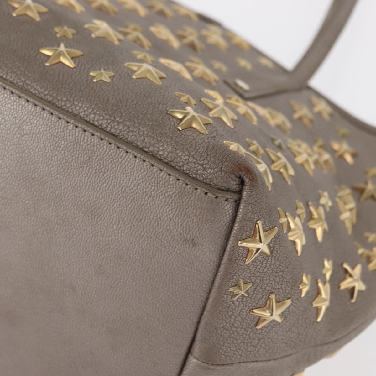 Jimmy Choo Sasha S Tote Bag Leather Silver Gold Auth BA9248