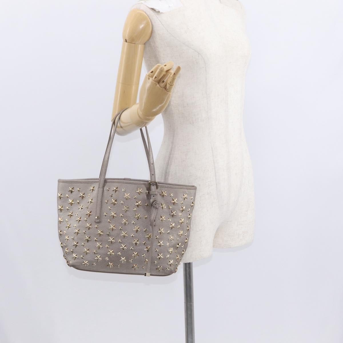 Jimmy Choo Sasha S Tote Bag Leather Silver Gold Auth BA9248