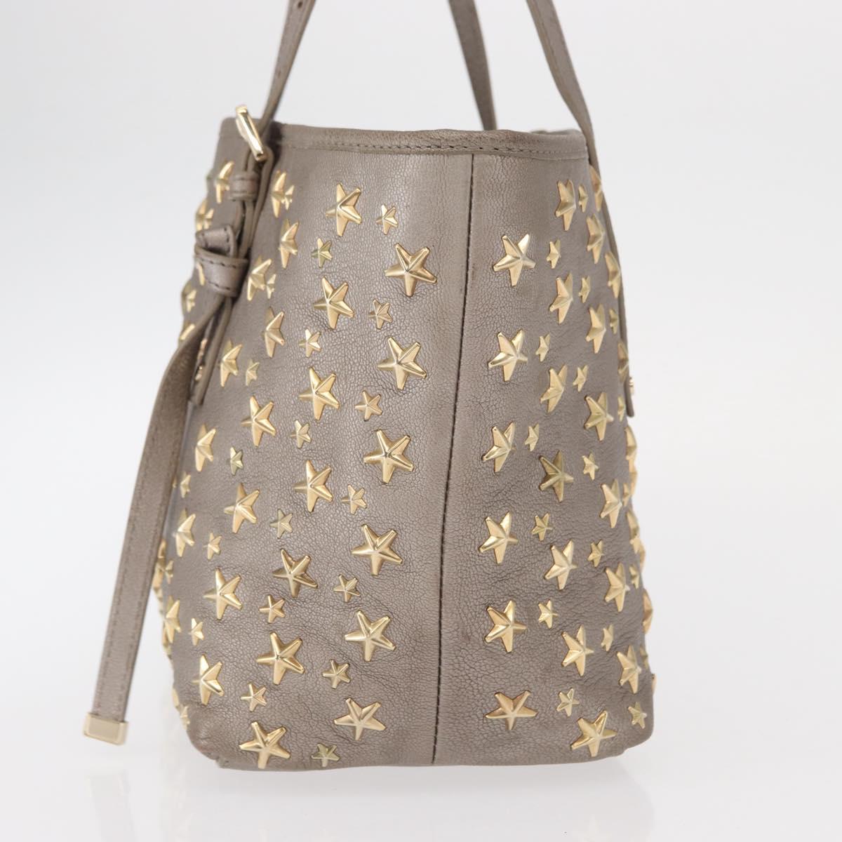 Jimmy Choo Sasha S Tote Bag Leather Silver Gold Auth BA9248