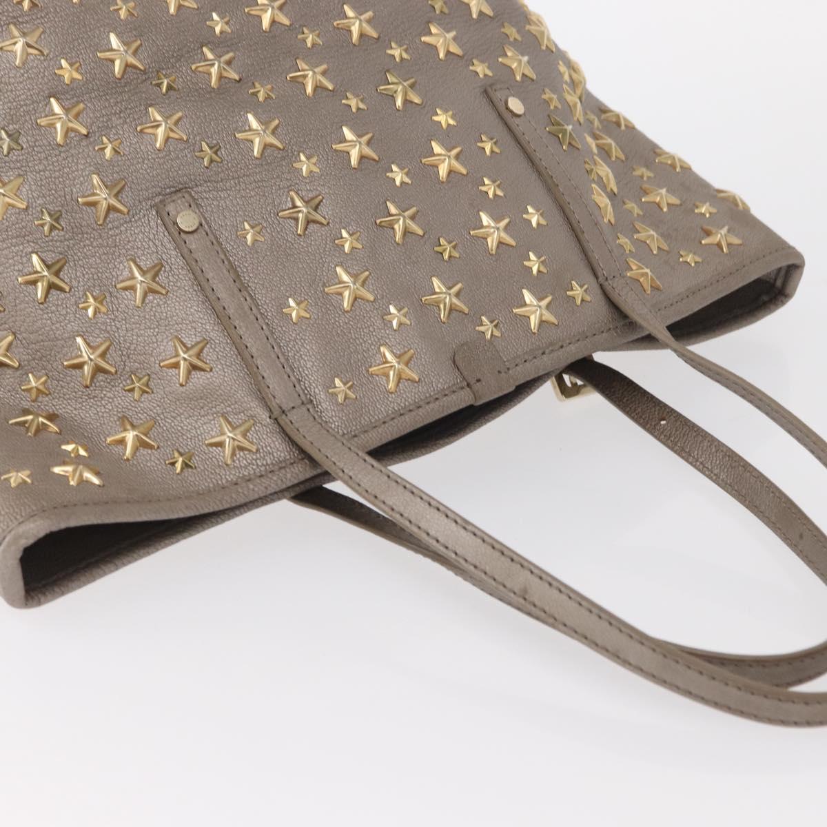Jimmy Choo Sasha S Tote Bag Leather Silver Gold Auth BA9248