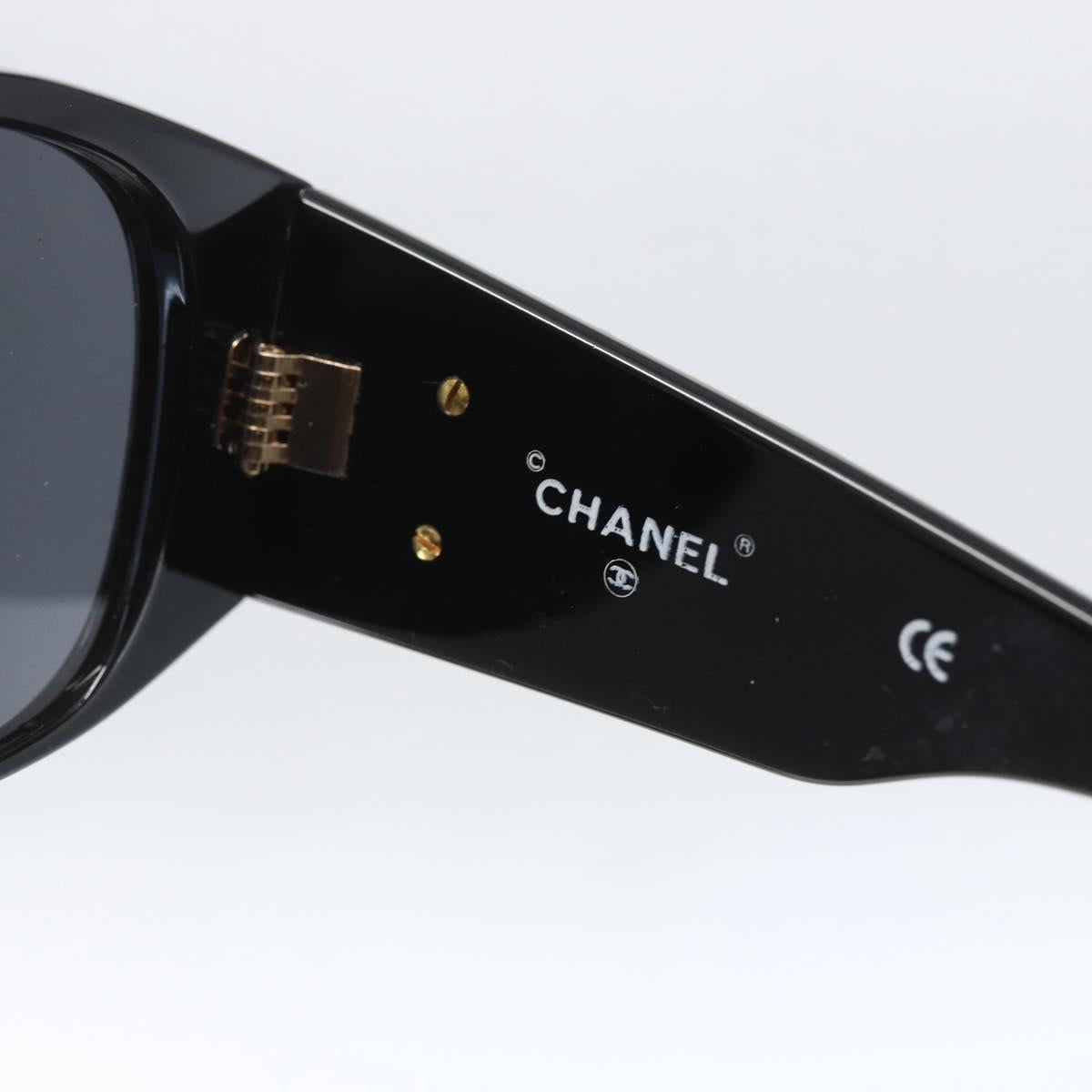 CHANEL Matelasse Sunglasses plastic Black CC Auth BA9264