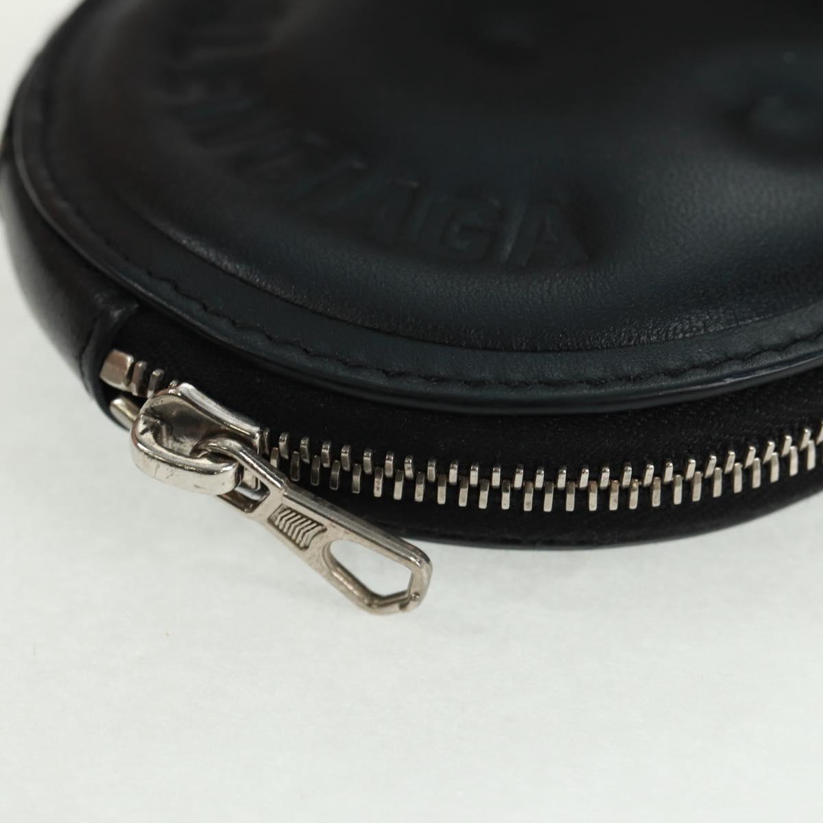 BALENCIAGA Smile Coin Purse Leather Black Silver Auth BA9266V